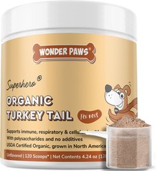 Wonder Paws Organic Turkey Tail Mushroom Powder Immunity, Respiratory, Digestion & Cellular Health Supplement for Dogs, 4.24-oz jar