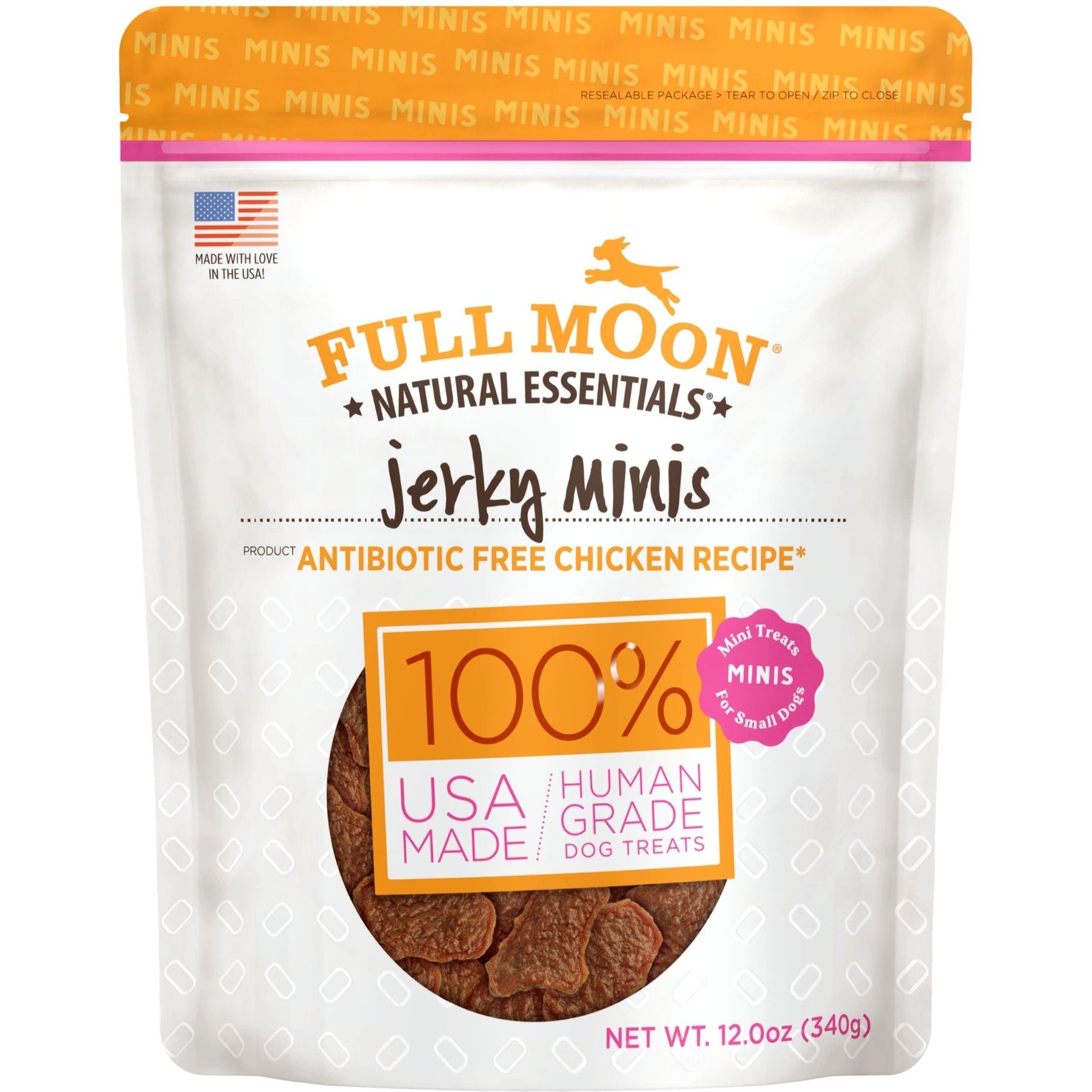 Full Moon Essentials Grain-Free Chicken Jerky Dog Treats, 12-oz bag