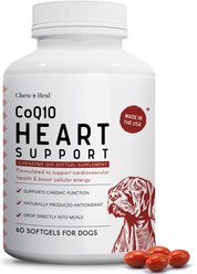 Chew + Heal CoQ10 Heart Support Softgels Supplement for Dogs, 60 count