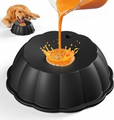 SOLOWINNER Removable BPA-Free Lead-Free Non-Skid Tip Resistant Silicone Dog & Cat Slow Feeder Dog Bowl, Black