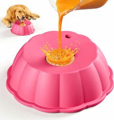 SOLOWINNER Removable BPA-Free Lead-Free Non-Skid Tip Resistant Silicone Dog & Cat Slow Feeder Dog Bowl, Pink