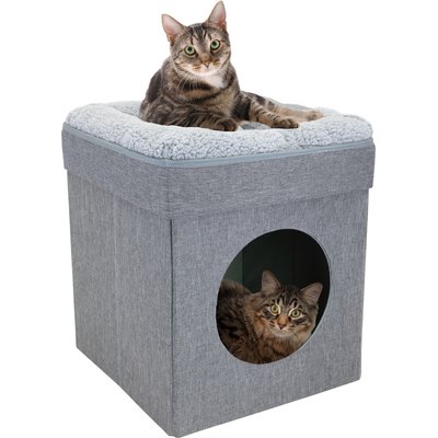 Kitty City Kitty City Novelty Bolster Cat Bed, Large, Grey