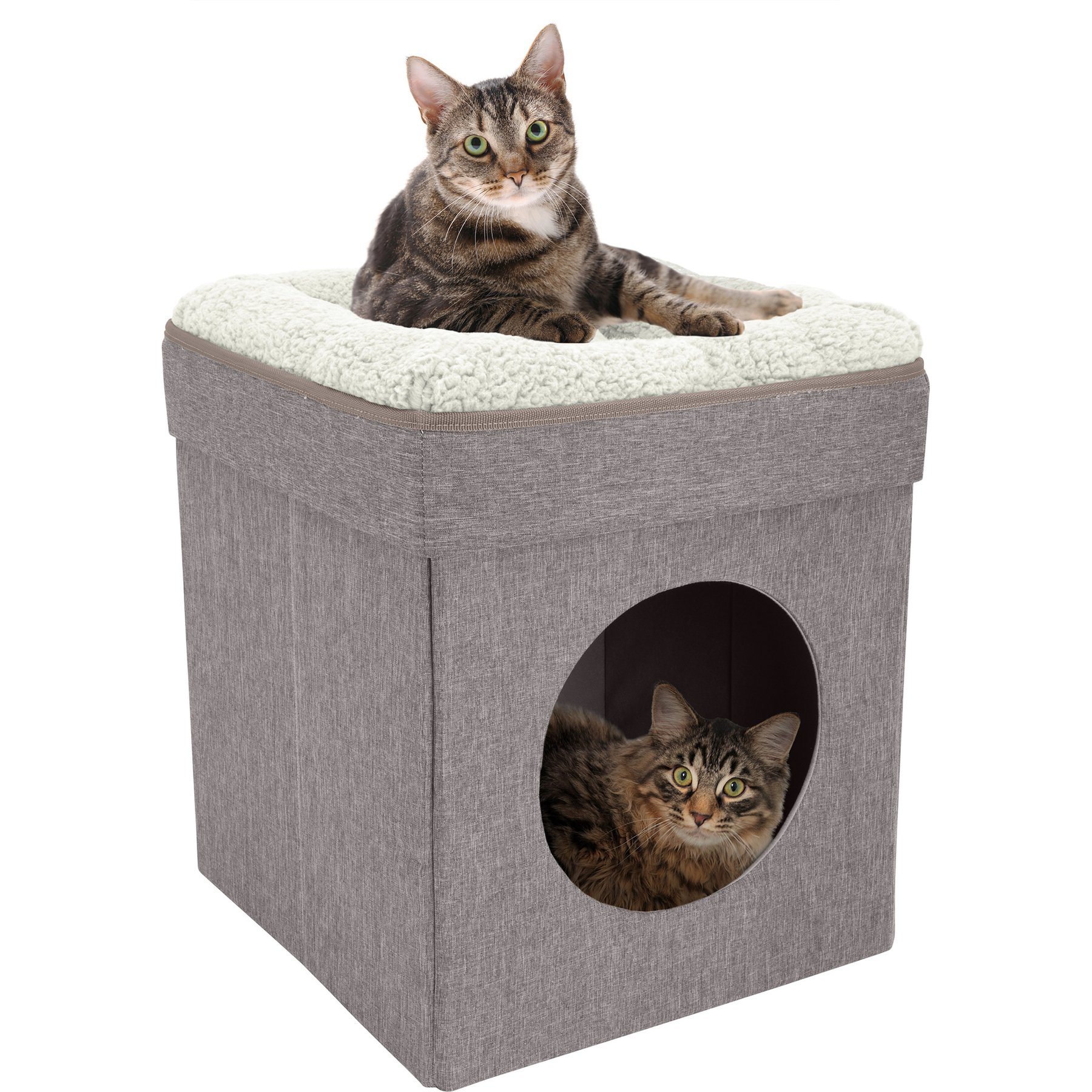 Kitty City Novelty Bolster Cat Bed, Large, Tan