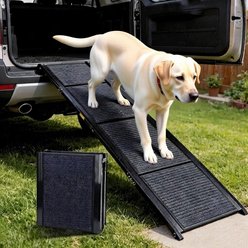 AIPERRO Aluminum Non-slip surface Foldable Dog Car Ramp, Black