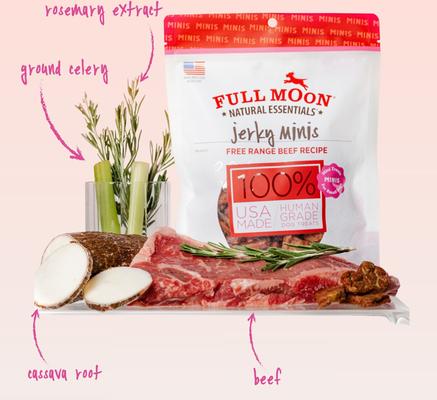 Full Moon Essentials FULL MOON Essentials Grain-Free Beef Jerky Dog Treats, 10-oz bag ...