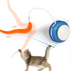 Niubya Smart Interactive Laser Cat Toy Ball with Feather Tail, Blue