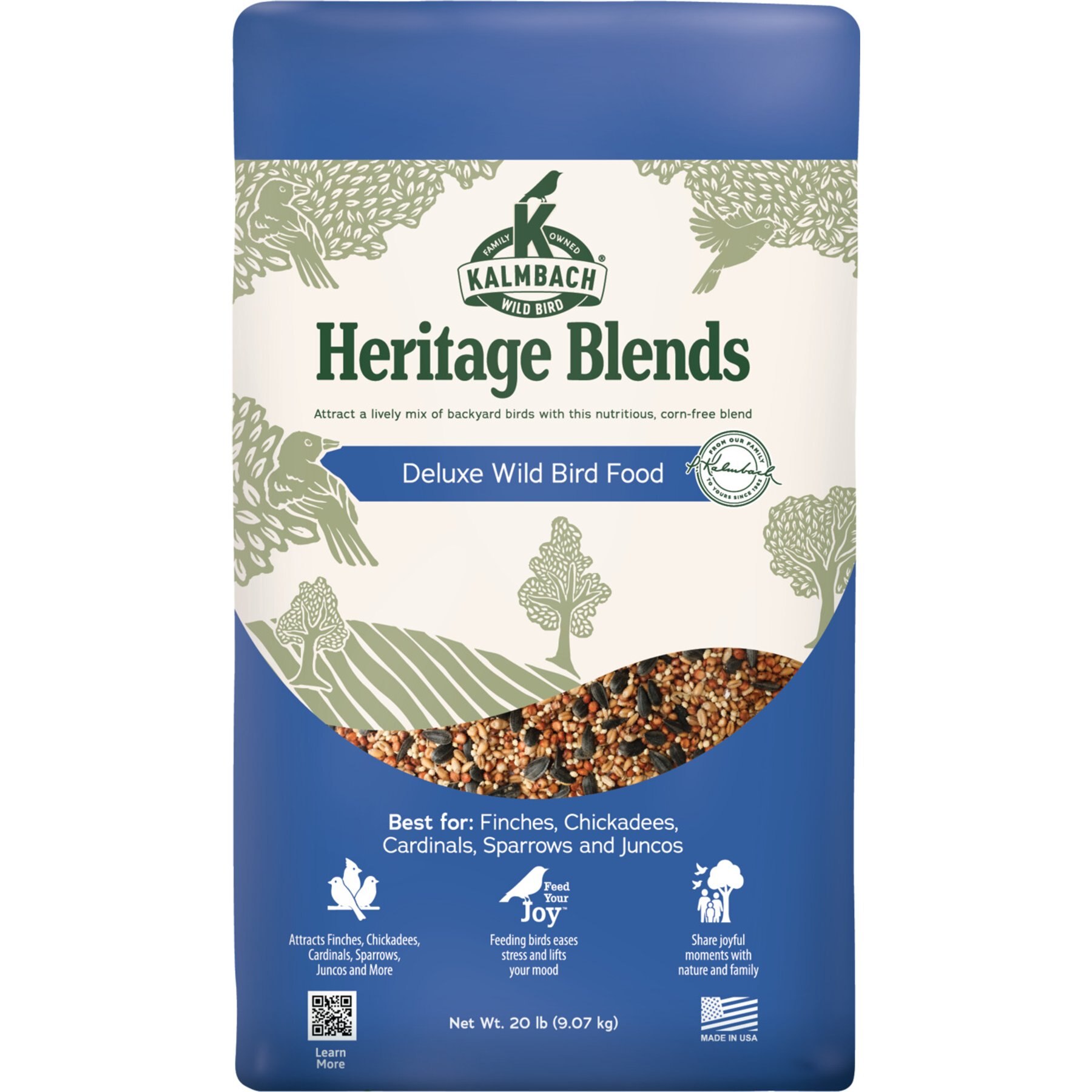 Kalmbach Feeds Heritage Blends Deluxe Wild Bird Food, Blue, 20-lb bag