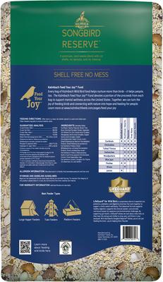 Show full view: Kalmbach Feeds Songbird Reserve Shell Free No Mess Wild Bird Food, Green/Blue, 20-lb bag slide 2 of 7