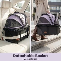 Happy & Polly Luxury Foldable Stroller with Shock-Absorbing Wheels for Small Dogs & Cats, Purple slide 2 of 9