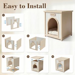 Yafylly Modern Indoor Solid Cedar Square Dog House, White slide 2 of 7