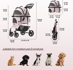 Happy & Polly Luxury Foldable Stroller with Shock-Absorbing Wheels for Small Dogs & Cats, Pink slide 2 of 9