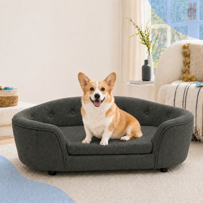 Yafylly Yafylly Oversized Oval Semi-Enclosed Sofa Dog Bed, Grey