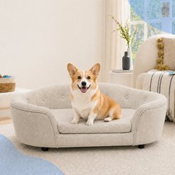 Yafylly Oversized Oval Semi-Enclosed Sofa Dog Bed, Beige