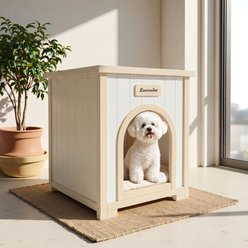 Yafylly Modern Indoor Solid Cedar Dog House, White