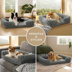 HOMAGICO Waterproof Orthopedic Novelty Furniture Style Sofa Dog Couch Bed with Removable Cover, Non-Slip Bottom & Egg-Crate Foam, Grey, Jumbo slide 2 of 6