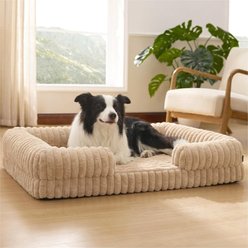 HOMAGICO Waterproof Orthopedic Novelty Furniture Style Sofa Dog Couch Bed with Removable Cover, Non-Slip Bottom & Egg-Crate Foam, Brown, Large