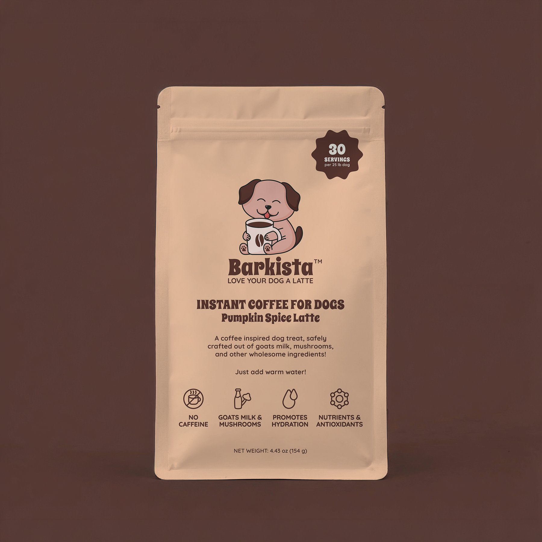 Barkista Pumpkin Spice Latte Instant Coffee Dog Treat, 5.43-oz bag