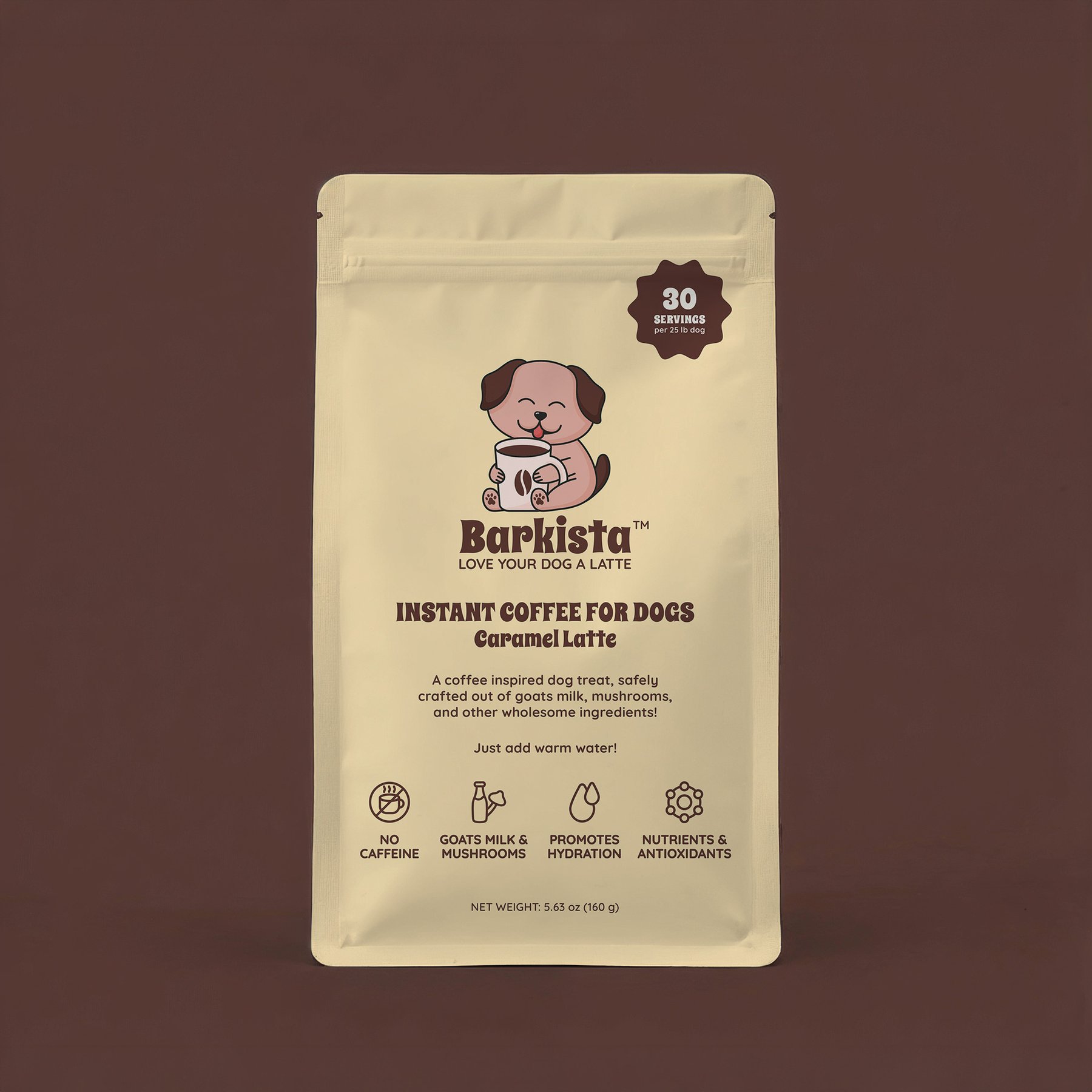 Barkista Caramel Latte Instant Coffee Dog Treat, 5.63-oz bag