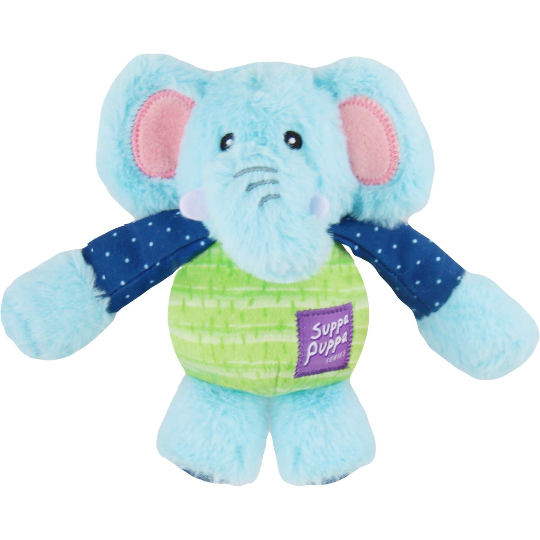 EYS Suppa Puppa Elephant Plush Dog Toy, Blue, Small