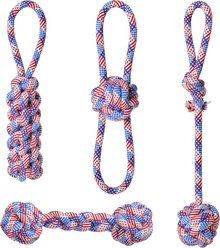 Potaroma Interactive Chew Dental Cleaning & Teething Relief Exercise Rope Tug Dog Chew Toy, Multicolor, 4 count