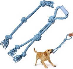 Potaroma Interactive Tug of War Durable Braided Cotton Exercise Rope Dog Chew Toy, Blue, 2 count