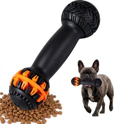 Petopia Spherical Dumbbell Interactive Food Dispersing Dog Chew Toy, Black, Medium