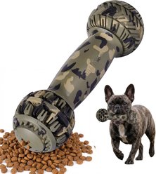 Petopia Spherical Dumbbell Interactive Food Dispersing Dog Chew Toy, Camouflage Color, Medium