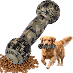 Petopia Spherical Dumbbell Interactive Food Dispersing Dog Chew Toy, Camouflage Color, Large