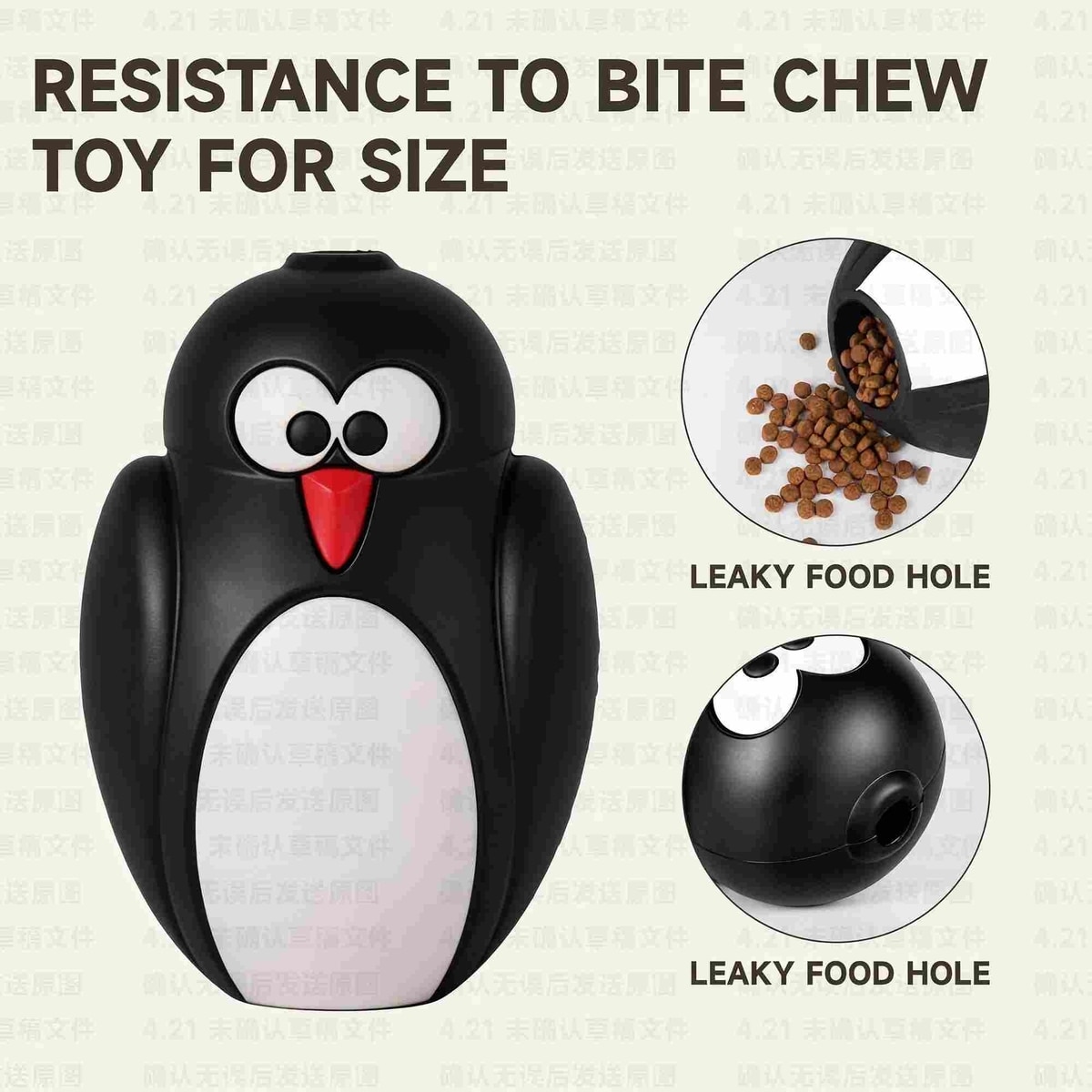 PETOPIA Penguin Interactive Food-Inducing Dog Chew Toy, Black