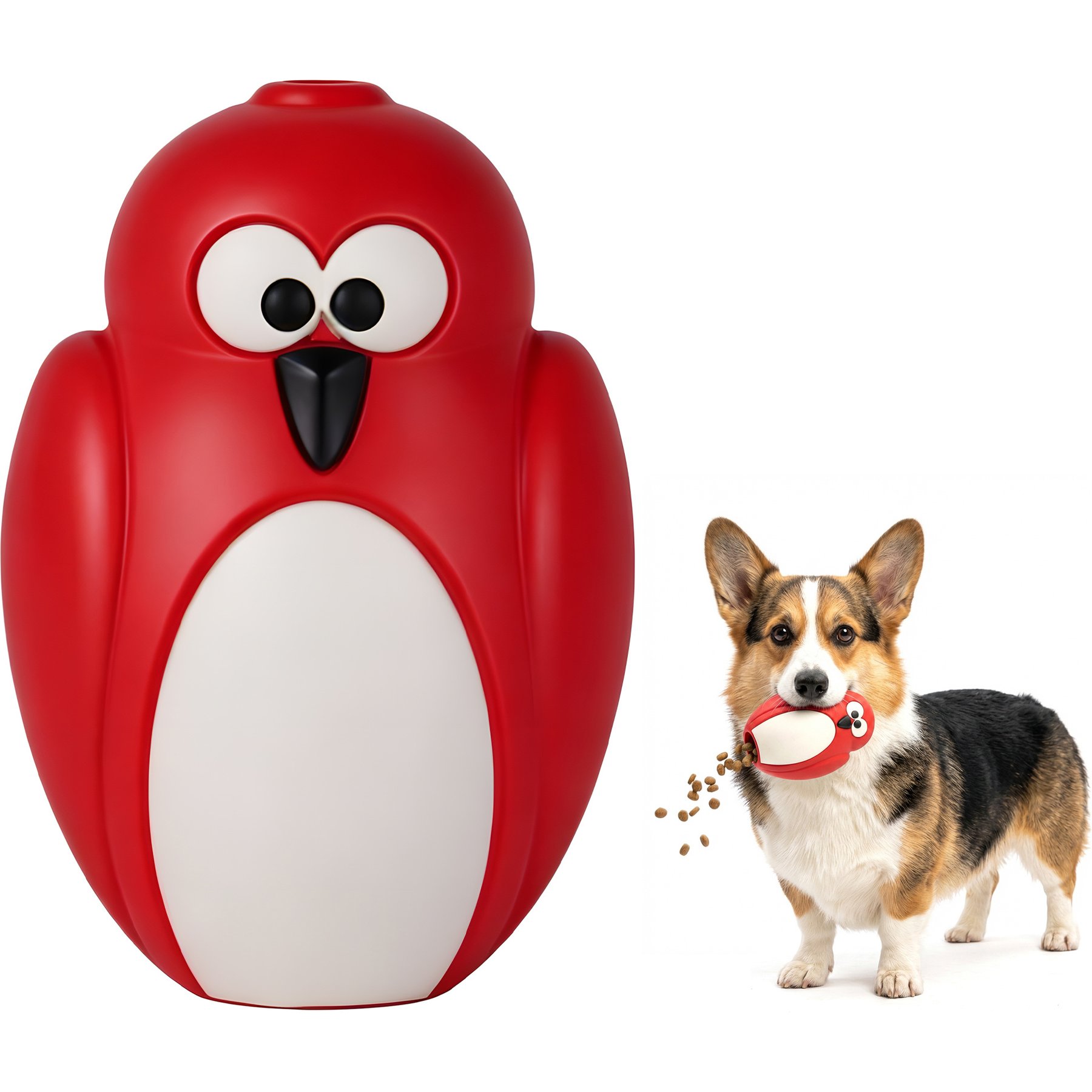 Petopia Penguin Interactive Food-Inducing Dog Chew Toy, Red, Small