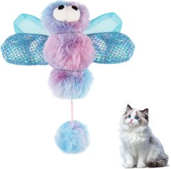 Gigwi Vibrant Dragonfly Crinkle Wings Catnip Plush Cat Toy, Blue