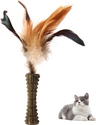 Gigwi Natural Feathers Johnny Stick Catnip Chew Cat Toy, Multicolor
