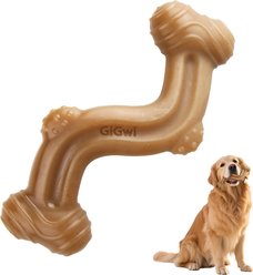 Gigwi S-Shape Chicken Flavor Nylon Teething Chew Dog Toy, Beige