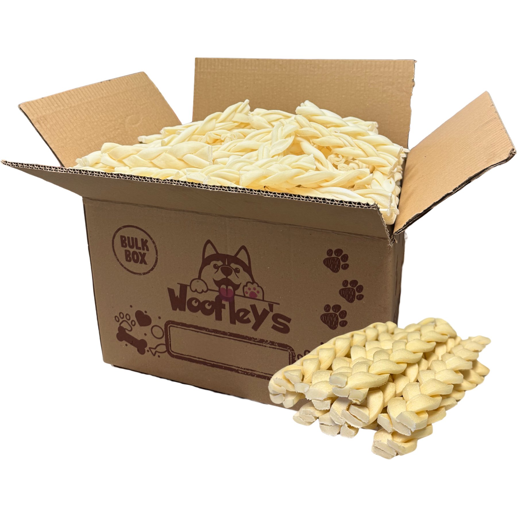 Woofleys 6-in Buffalo Beef Cheek Braids Dog Natural Chew Treats, 50 count