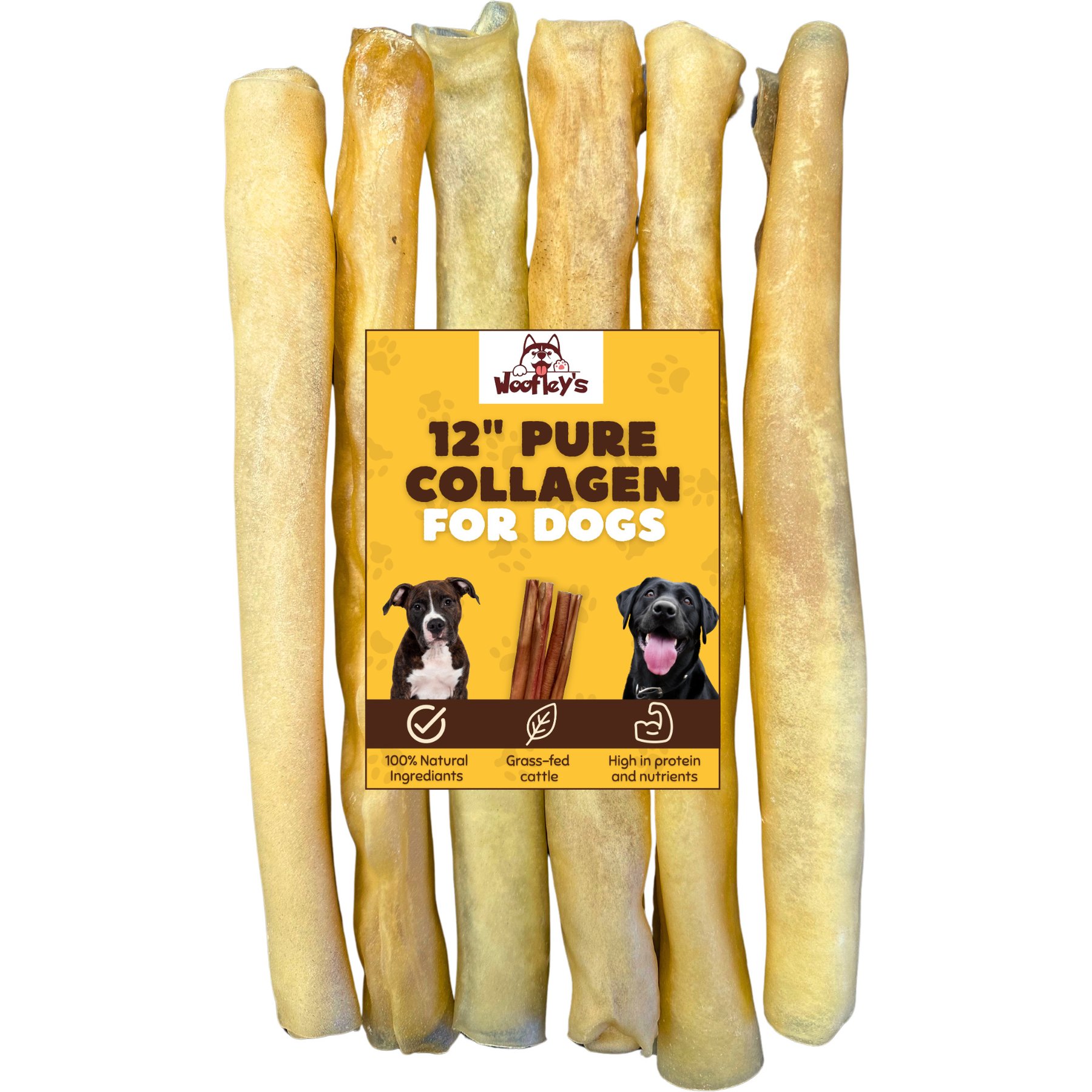 Woofleys 12-in Pure Collagen Dog Natural Chew Treats, 8 count