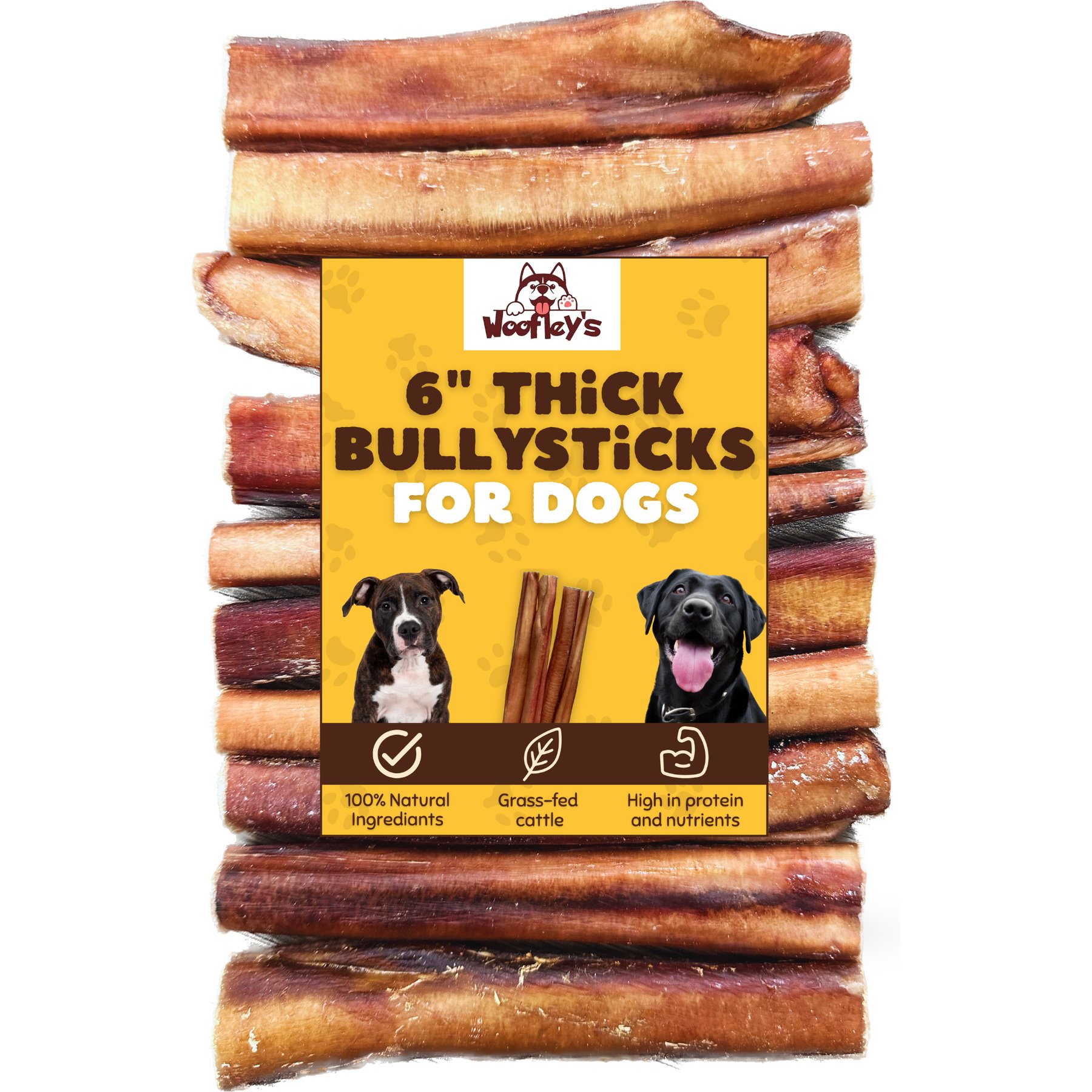 Woofleys 6-in Bully Sticks Jumbo Thick Dog Treats, 20 count