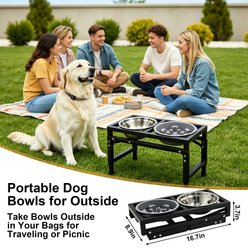 Newget 3-Speed Height Adjustable Raised Elevated Stainless Steel Dog Bowl, Medium slide 2 of 8