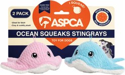 ASPCA Interactive Soft Durable Stuffed Stingray Squeaky Plush Dog Toy, 2 count