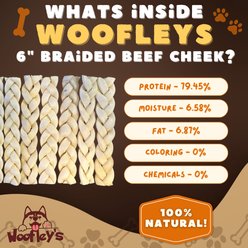 Woofleys 6-in Beef Cheek Braids Dog Natural Chew Treats, 100 count slide 2 of 7