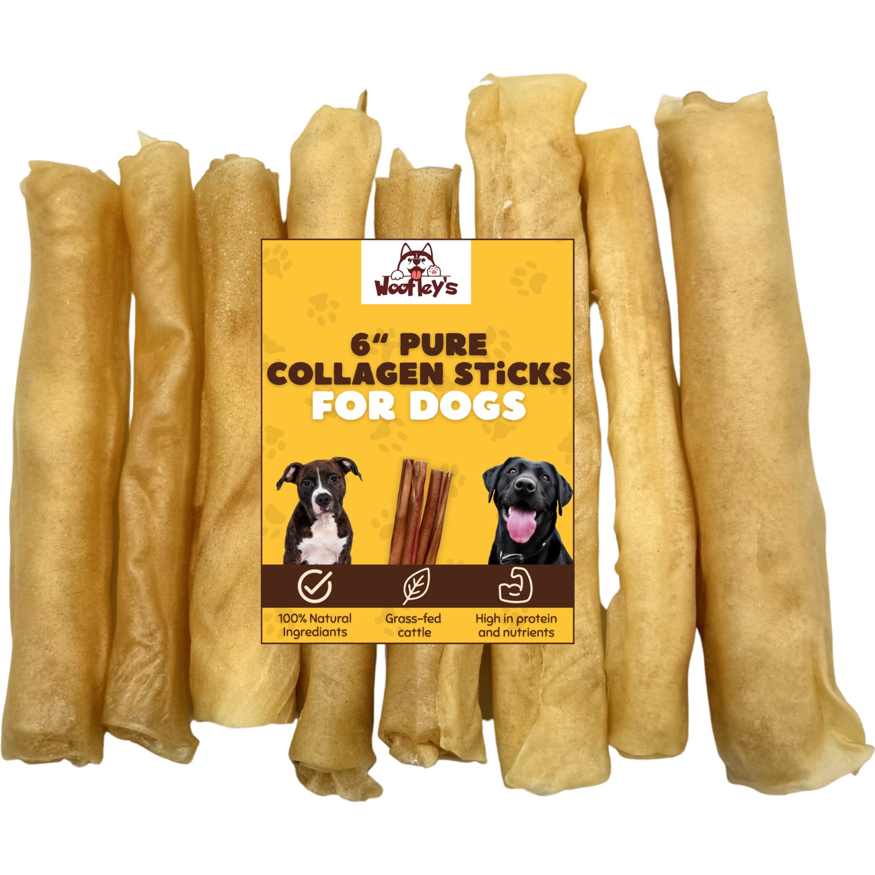 Woofleys 6-in Pure Collagen Dog Natural Chew Treats, 5 count