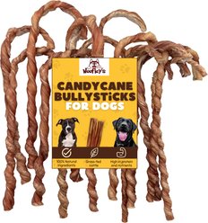 Woofleys 6 to 7-in Candy Cane Bully Sticks Dog Treats, 6 count