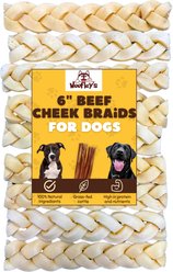 Woofleys 6-in Buffalo Beef Cheek Braids Dog Natural Chew Treats, 25 count