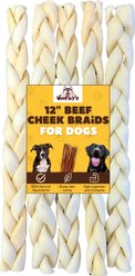 Woofleys 10 to 12-in Beef Cheek Braids Dog Natural Chew Treats, 5 count