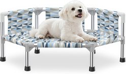Caghash 6 Sided Elevated Raised Outdoor Dog Bed with 3-Sided Guardrail, Grey, Small: 24.5 x 24.5 x 8-in