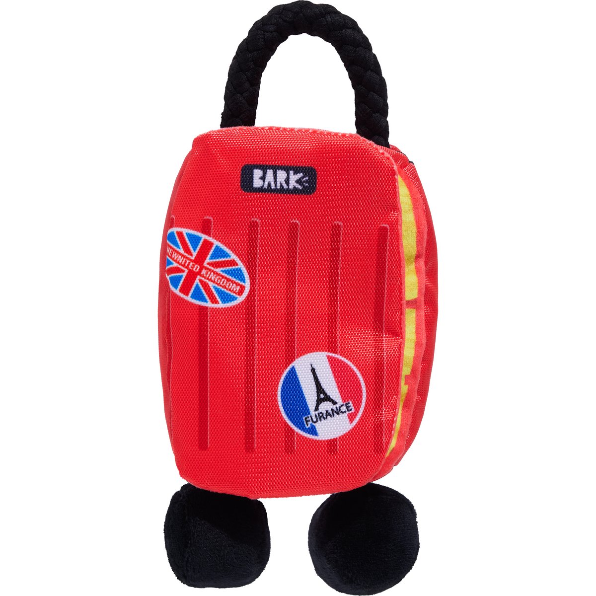 BARK Bone Voyage Luggage Squeaky Plush Dog Toy, Red