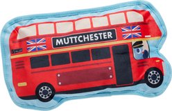 BARK Double Dog Decker Bus Squeaky Plush Dog Toy, Red
