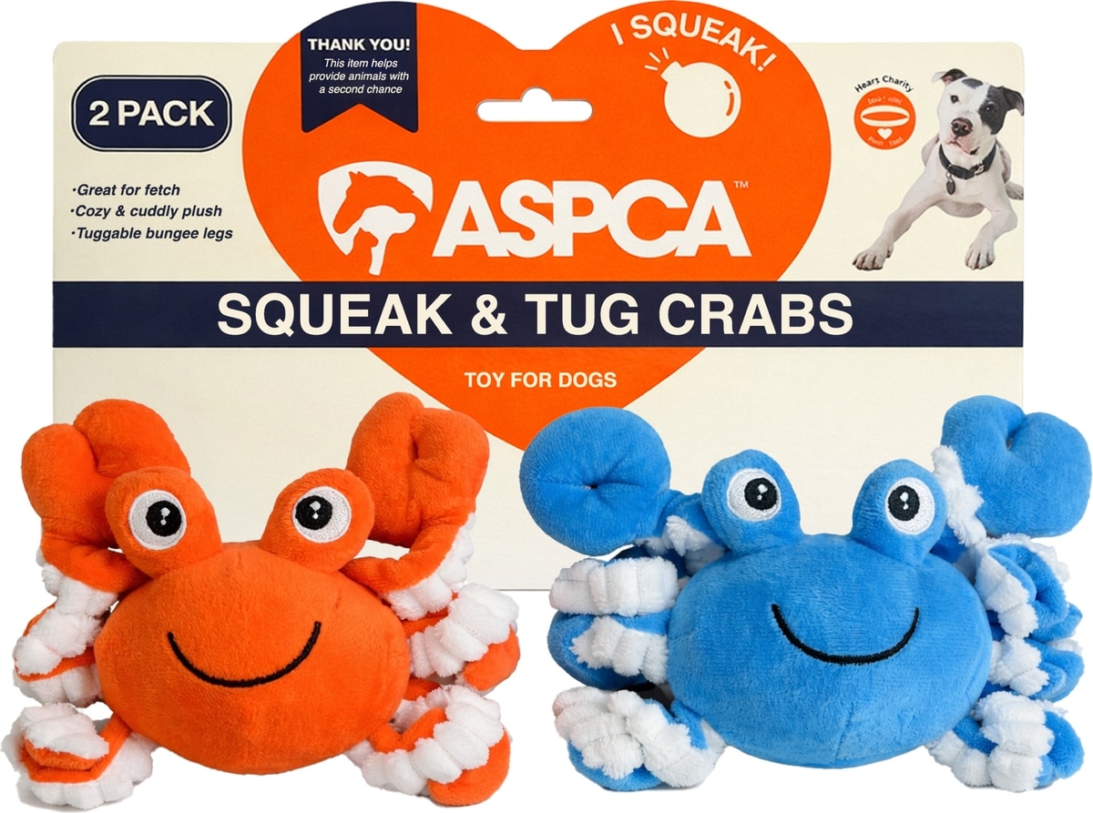 ASPCA Interactive Soft Durable Stuffed Crab Squeaky Plush Dog Toy, 2 count  - Chewy.com