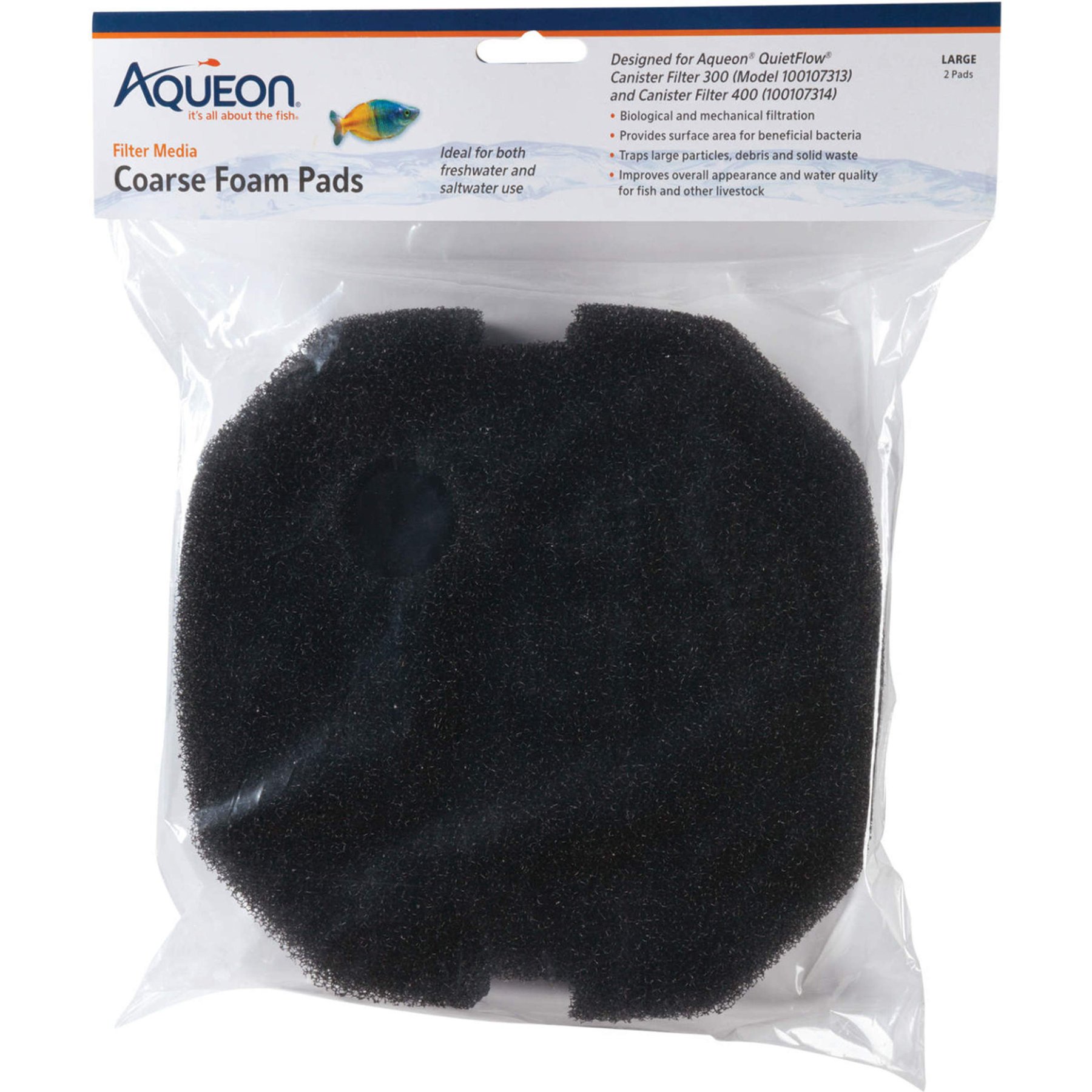 Aqueon Fish Filter Media Foam Pad, Medium/Large