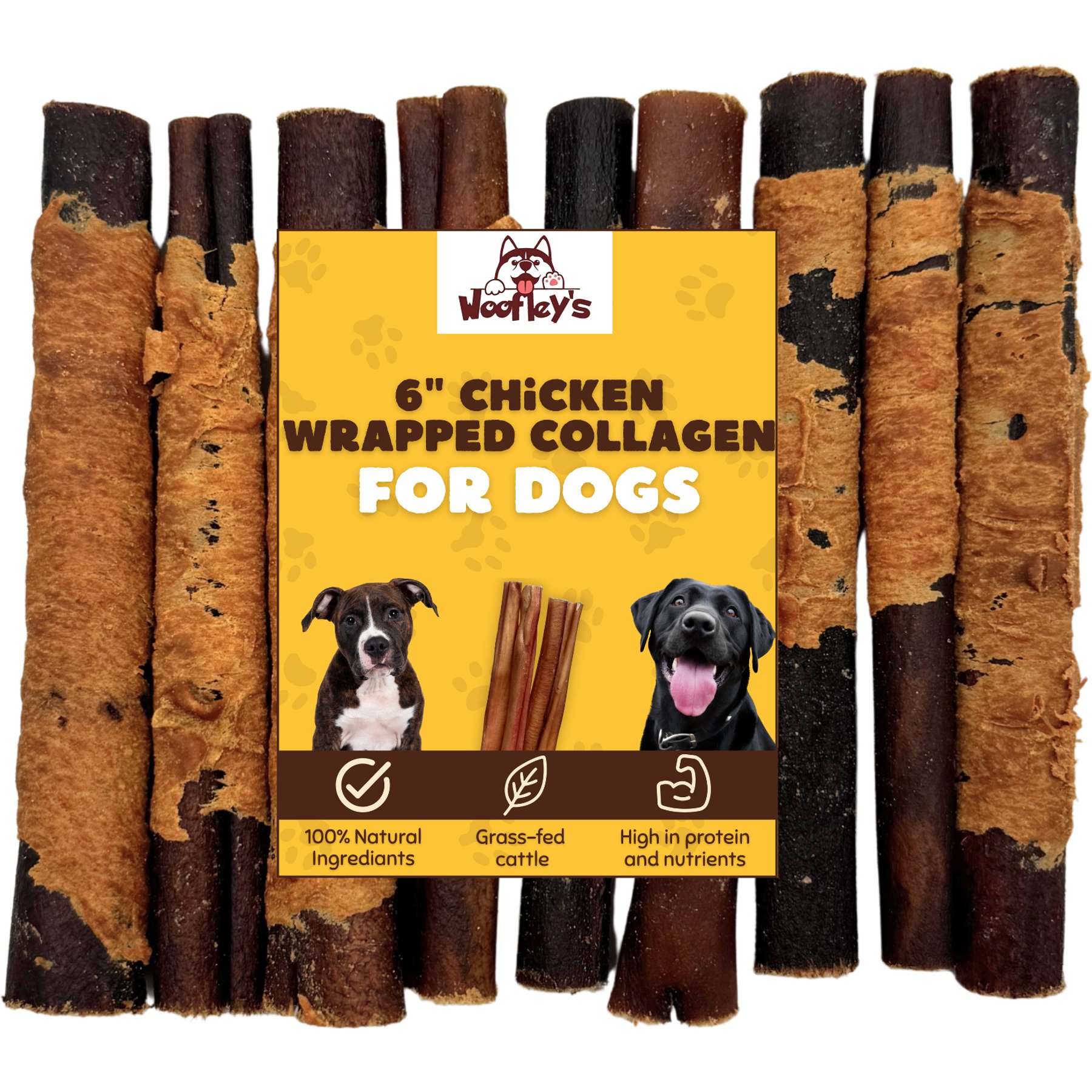 Woofleys 6-in Chicken Wrap Collagen Dog Natural Chew Treats, 20 count