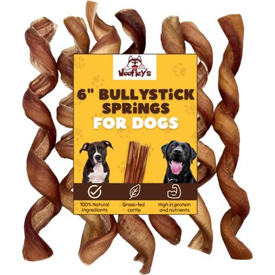 Woofleys Woofleys 6 to 7-in Bully Sticks Spring Dog Treats, 6 count